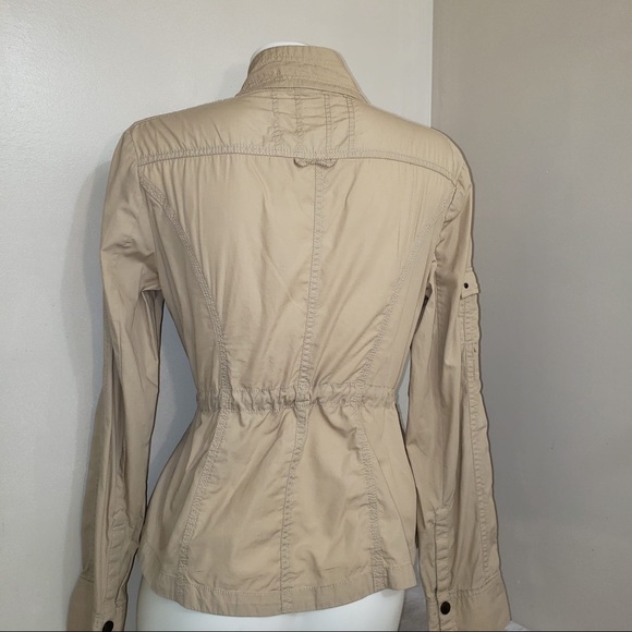 Express Casual Beige Tan Zip Up Utility Jacket - Picture 9 of 12
